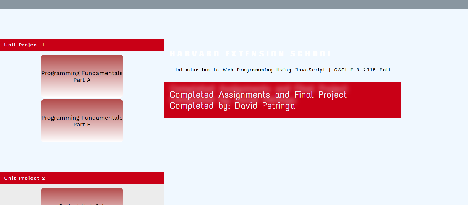Home Page For Introduction to Web Programming at Harvard Extension School