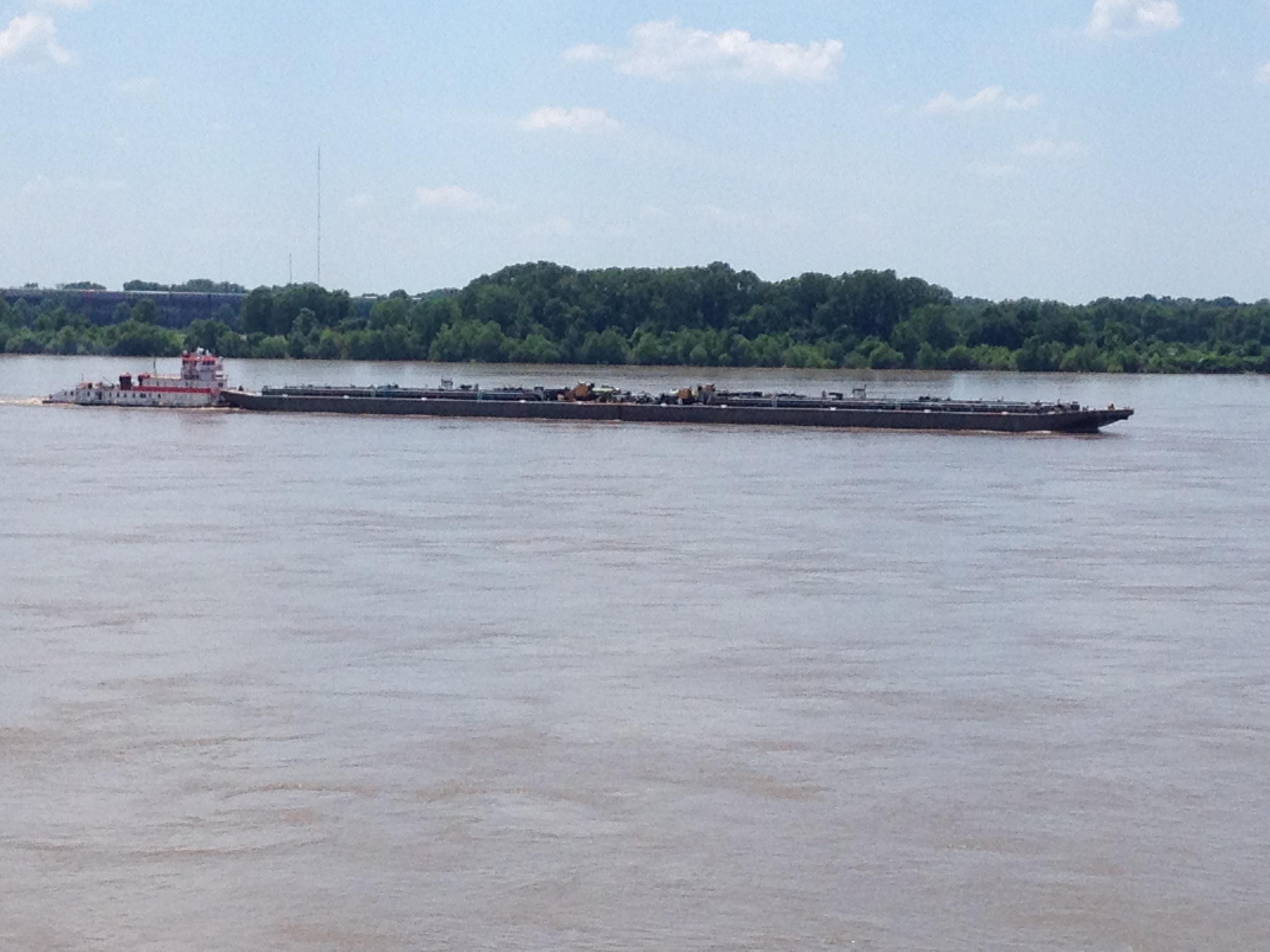 A Barge on the Mississippi River heading north