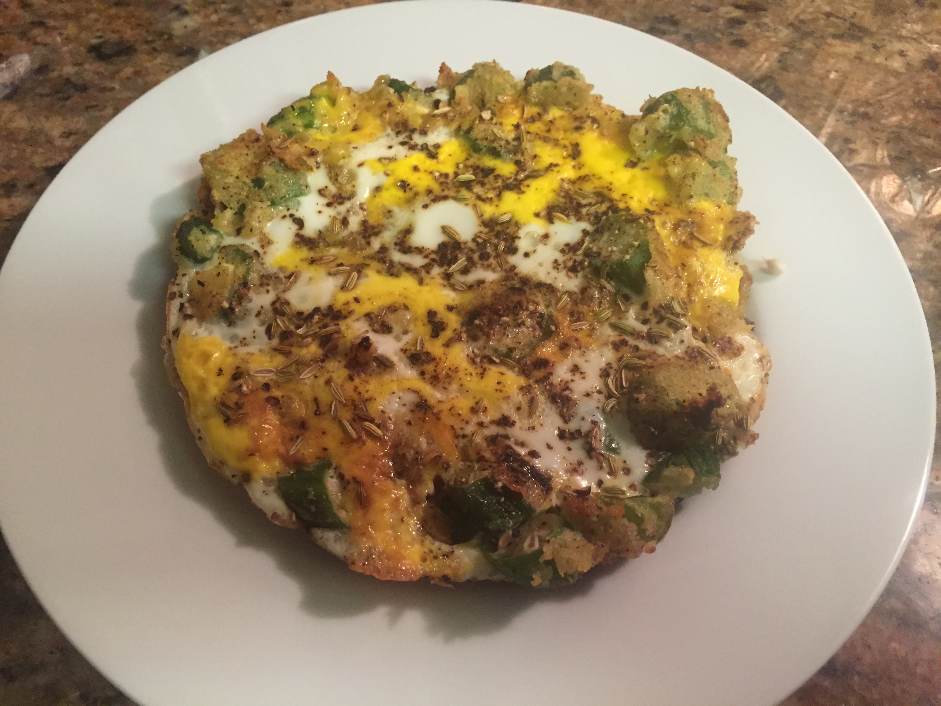 Egg and Okra Omelet with Black Pepper and Fennel