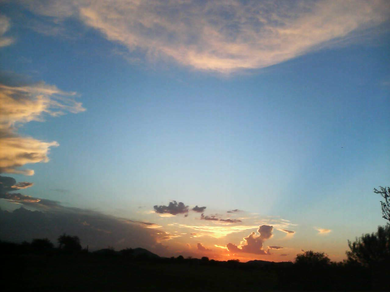 arizona sunset with blue sky